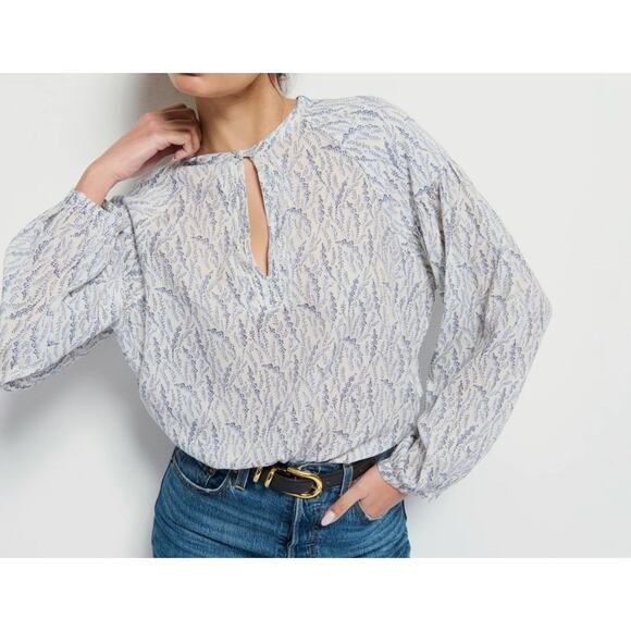 Nation Ltd Florence Blouse Balloon Sleeve Porcelain Floral Vines M - Picture 1 of 12